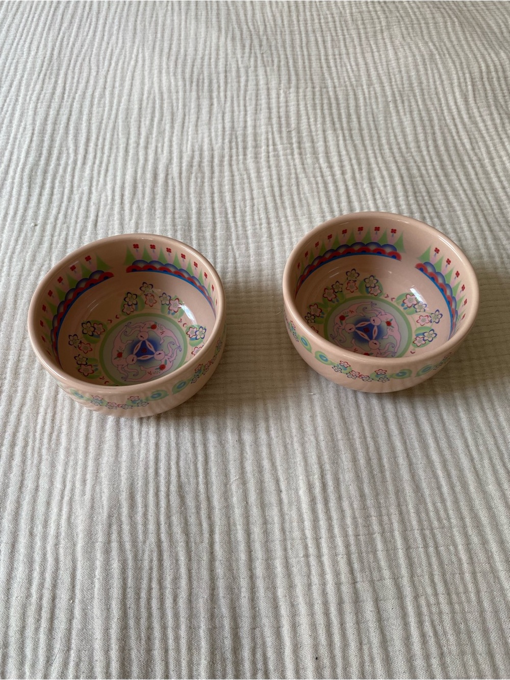 Our Place Limited Edition Year of the Rabbit 2 Small Ceramic Bowls in Soft Pink